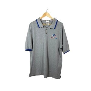 VINTAGE Walt Disney World Men’s Embroidered Patriotic Logo Polo Grey L